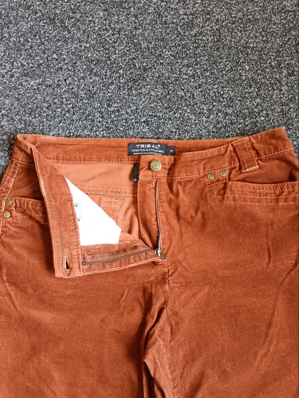 Brown Autumn Corduroy Straight Leg Bootcut Pants Tribal Womens 10, Boho Western - Picture 7 of 10